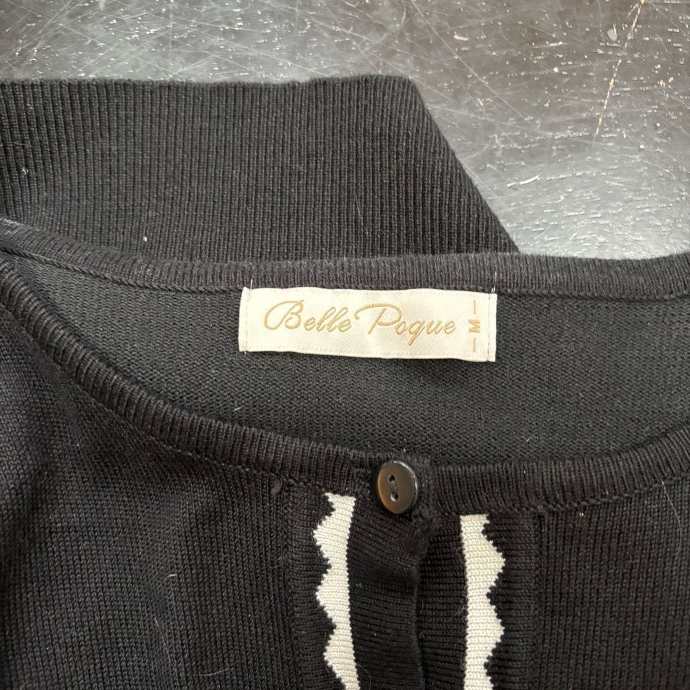Amazon Belle Poque Black and white cardigan size M - Picture 2 of 5